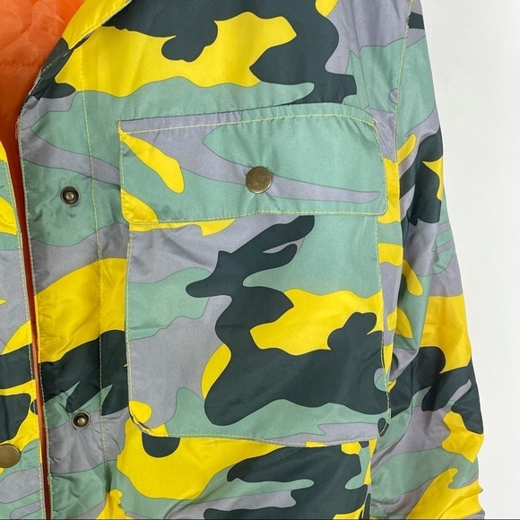 Cest Toi Yellow Camouflage Puffer Bomber Jacket S - Picture 2 of 7
